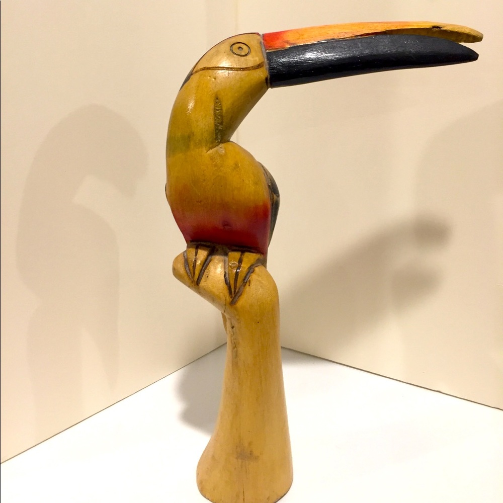 Hand carved and painted Toucan on perch